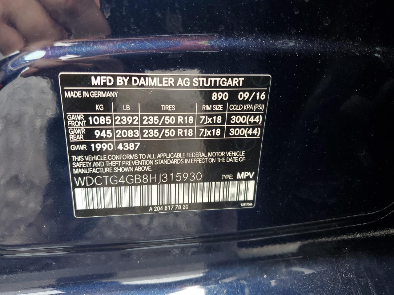 2017 Mercedes-Benz Gla 250 4Matic VIN: WDCTG4GB8HJ315930 Lot: 63549585