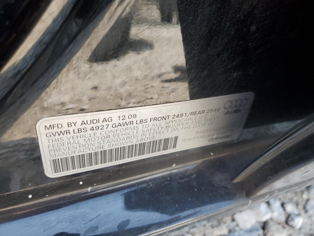 2010 Audi A4 Premium Plus VIN: WAUFFAFL6AN039273 Lot: 64042015