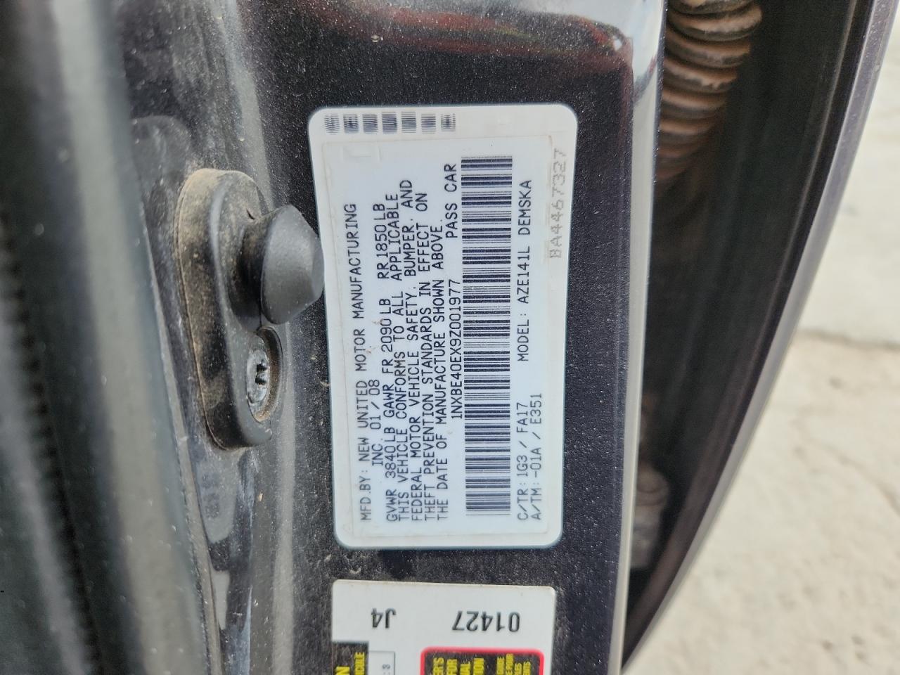 2009 Toyota Corolla Xrs VIN: 1NXBE40EX9Z001977 Lot: 64962025