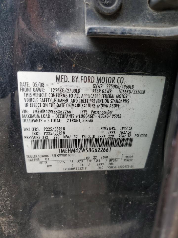 2008 Mercury Sable Premier VIN: 1MEHM42W58G622661 Lot: 64977205