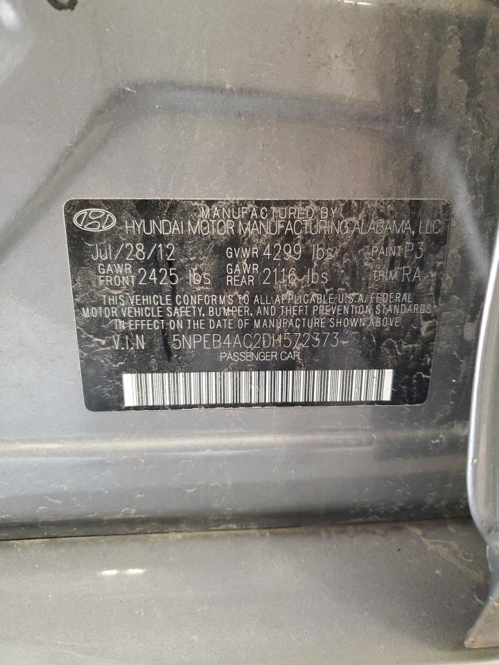 2013 Hyundai Sonata Gls VIN: 5NPEB4AC2DH572373 Lot: 63306025