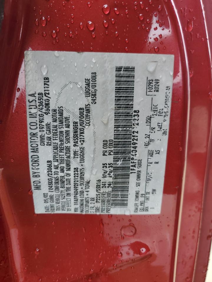 2002 Ford Mustang VIN: 1FAFP40492F212238 Lot: 64394585