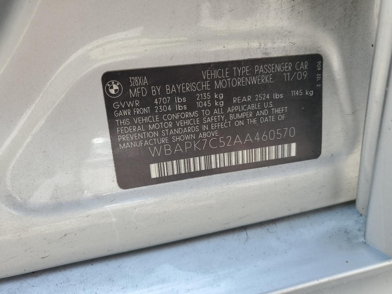 wbapk7c52aa460570 WBAPK7C52AA460570 2010 BMW 328 Xi