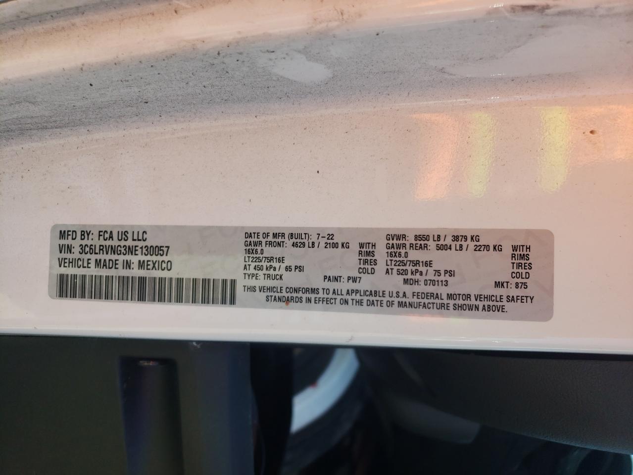 3c6lrvng3ne130057 3C6LRVNG3NE130057 2022 Ram Promaster 1500 1500 Standard
