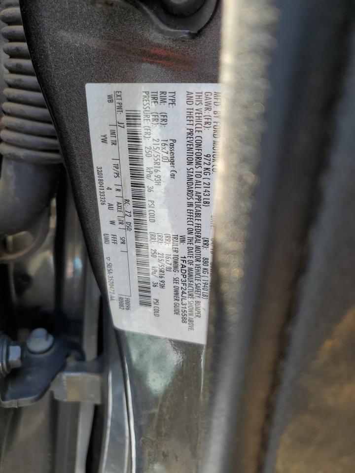2018 Ford Focus Se VIN: 1FADP3F24JL315588 Lot: 65410525