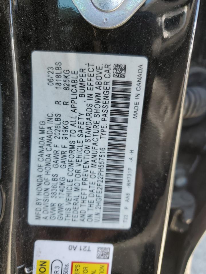 2023 Honda Civic Lx VIN: 2HGFE2F22PH557516 Lot: 65650645