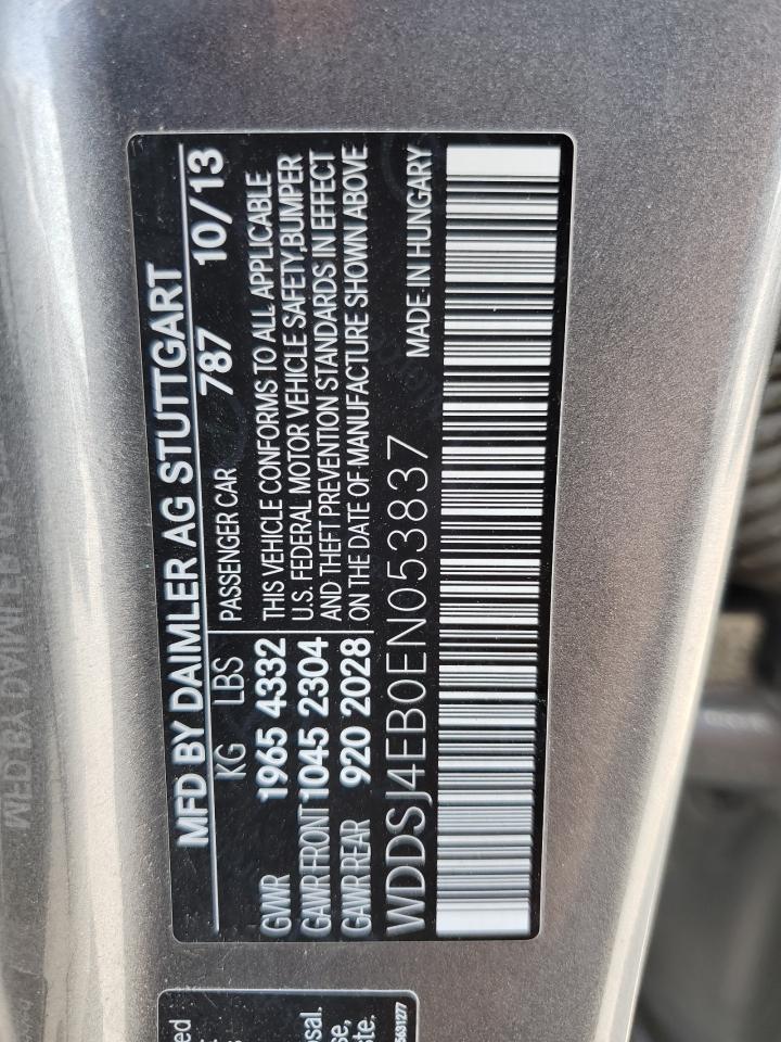 2014 Mercedes-Benz Cla 250 VIN: WDDSJ4EB0EN053837 Lot: 62771785
