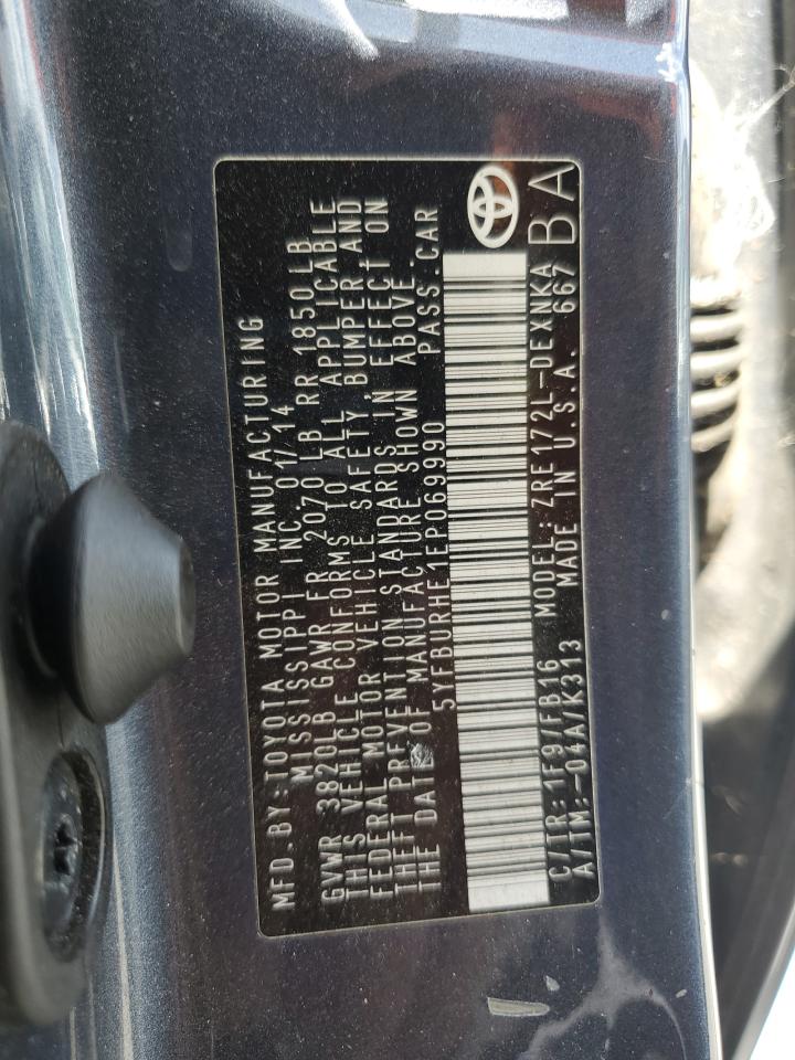 5yfburhe1ep069990 5YFBURHE1EP069990 2014 Toyota Corolla L