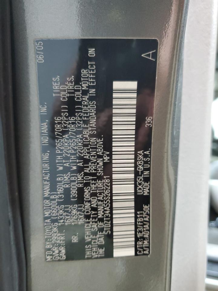2005 Toyota Sequoia Sr5 VIN: 5TDZT34A55S262281 Lot: 63586925