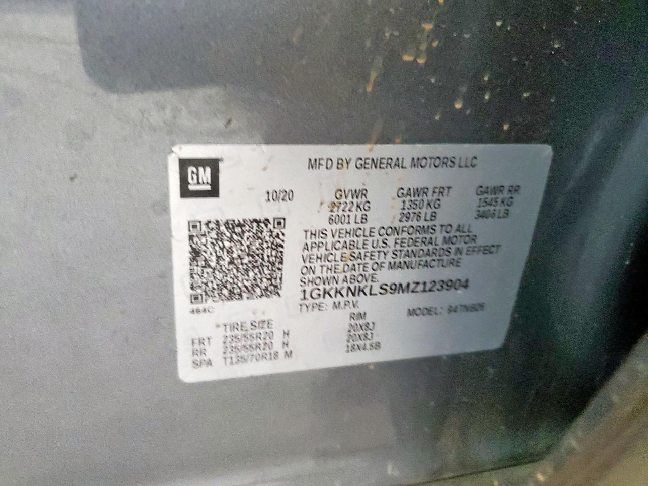 2021 GMC Acadia Sle VIN: 1GKKNKLS9MZ123904 Lot: 64051795