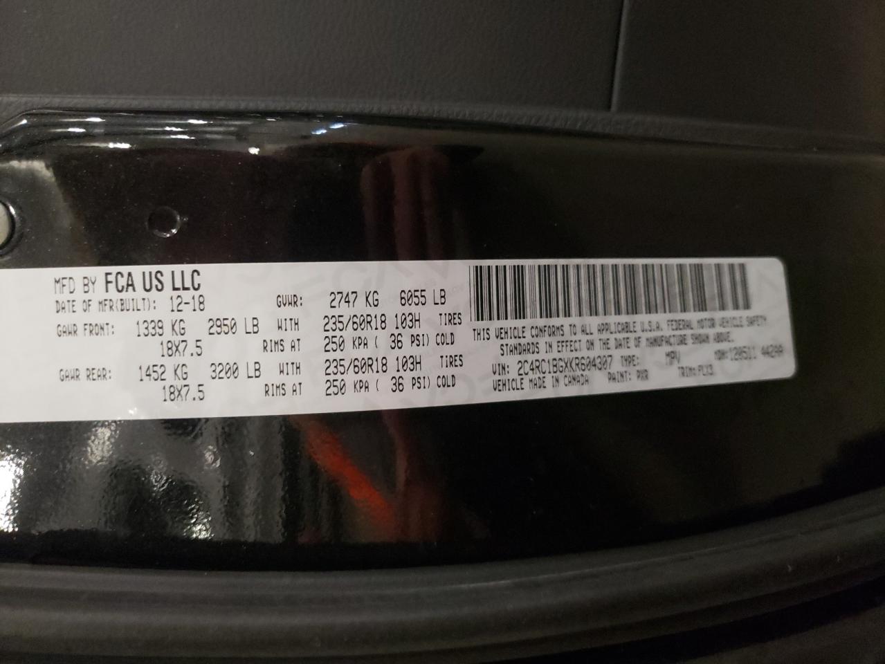 2019 Chrysler Pacifica Touring L VIN: 2C4RC1BGXKR604307 Lot: 64831315
