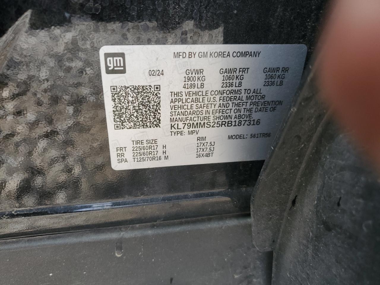 2024 Chevrolet Trailblazer Ls VIN: KL79MMS25RB187316 Lot: 64599365