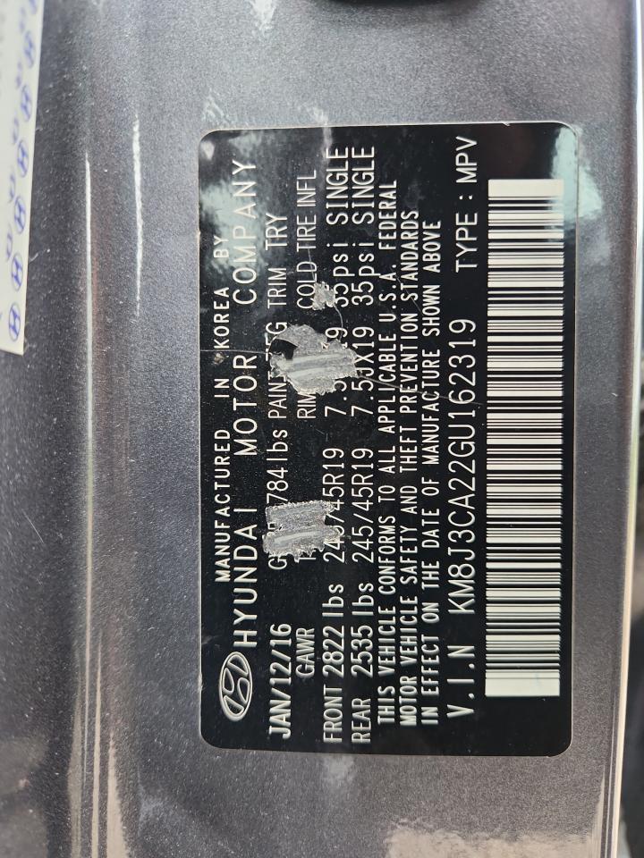 2016 Hyundai Tucson Limited VIN: KM8J3CA22GU162319 Lot: 64810005