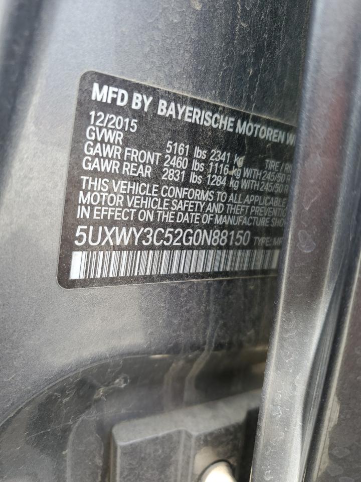 2016 BMW X3 xDrive28D VIN: 5UXWY3C52G0N88150 Lot: 66011325