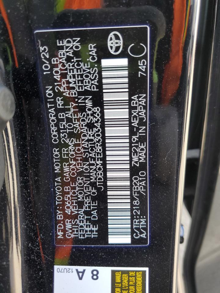 2024 Toyota Corolla Le VIN: JTDBCMFE8R3034368 Lot: 63247135