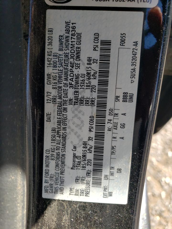 2013 Ford Fiesta Se VIN: 3FADP4EJ0DM178361 Lot: 64286385