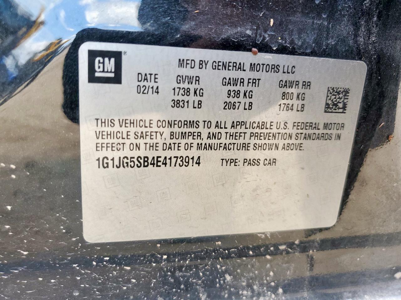 2014 Chevrolet Sonic Rs VIN: 1G1JG5SB4E4173914 Lot: 63909745