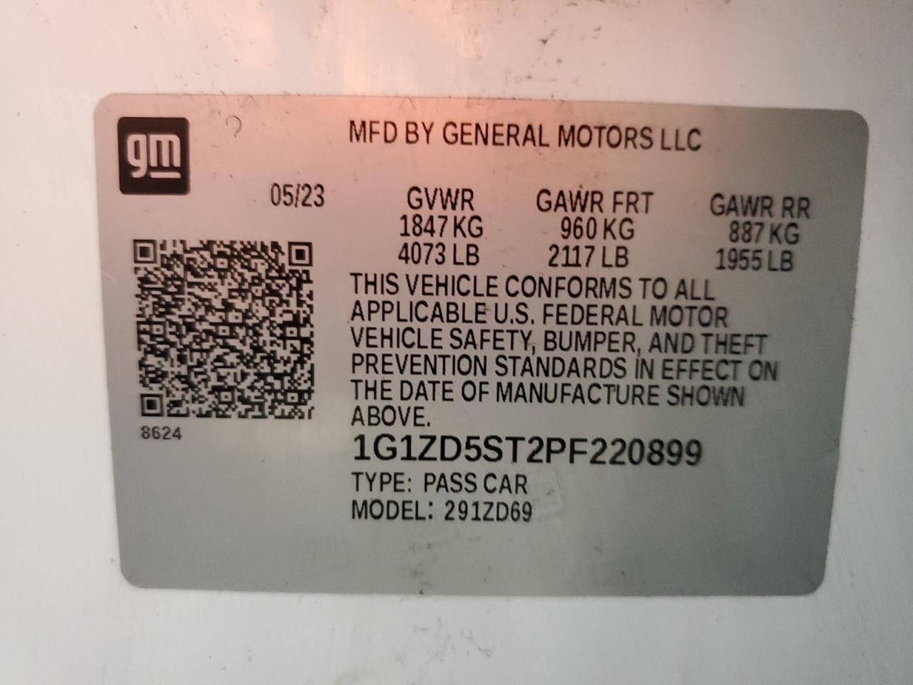 2023 Chevrolet Malibu Lt VIN: 1G1ZD5ST2PF220899 Lot: 64317025