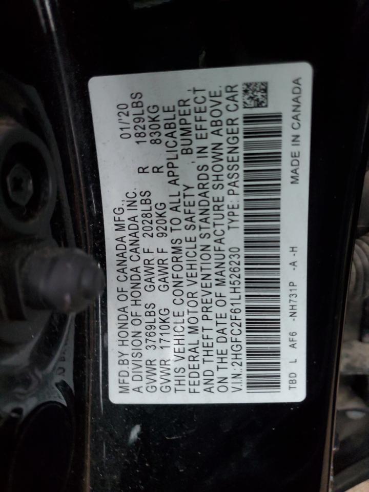 2020 Honda Civic Lx VIN: 2HGFC2F61LH526230 Lot: 64812255