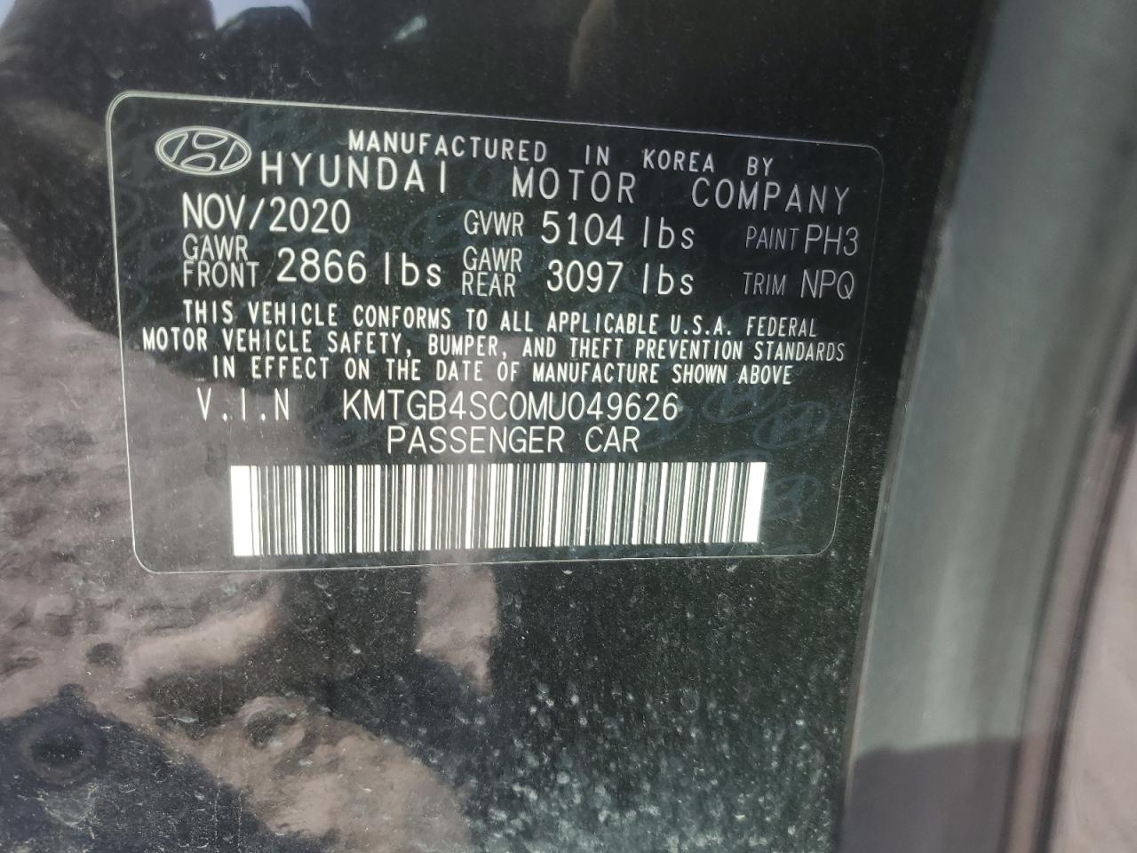 2021 Genesis G80 Base VIN: KMTGB4SC0MU049626 Lot: 63681455