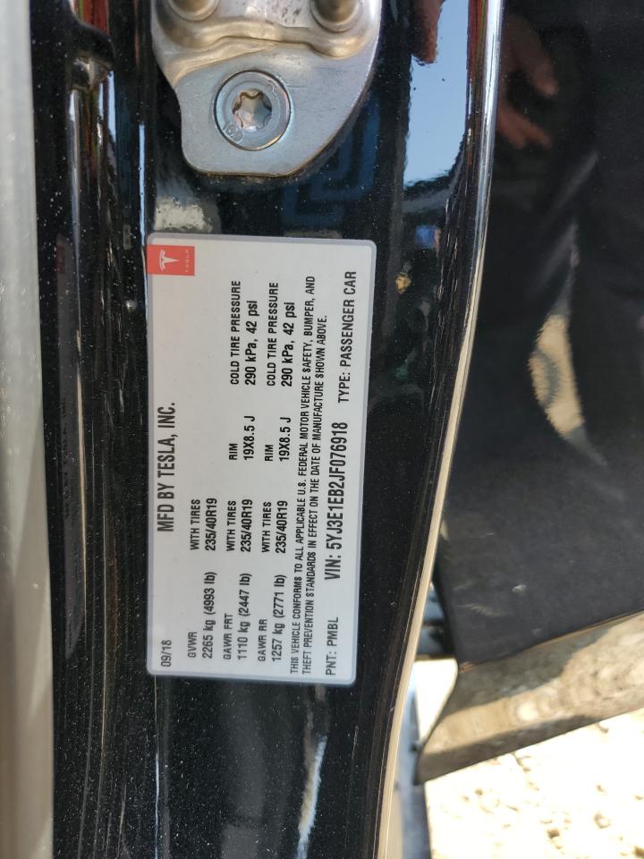 2018 Tesla Model 3 VIN: 5YJ3E1EB2JF076918 Lot: 63535495