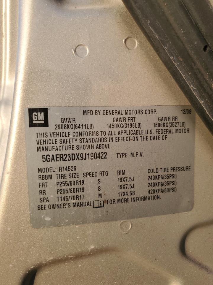 2009 Buick Enclave Cxl VIN: 5GAER23DX9J190422 Lot: 67265155