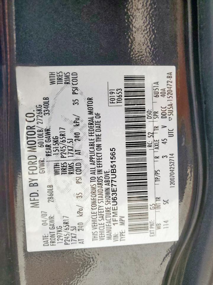 1fmeu63e77ub51565 1FMEU63E77UB51565 2007 Ford Explorer Xlt