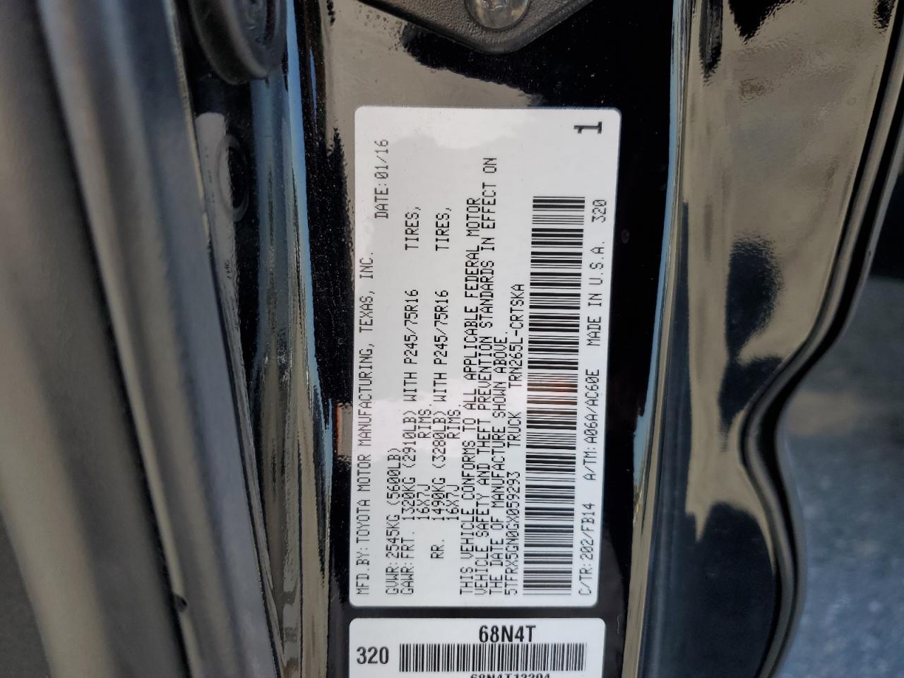 2016 Toyota Tacoma Access Cab VIN: 5TFRX5GN0GX059293 Lot: 66947475