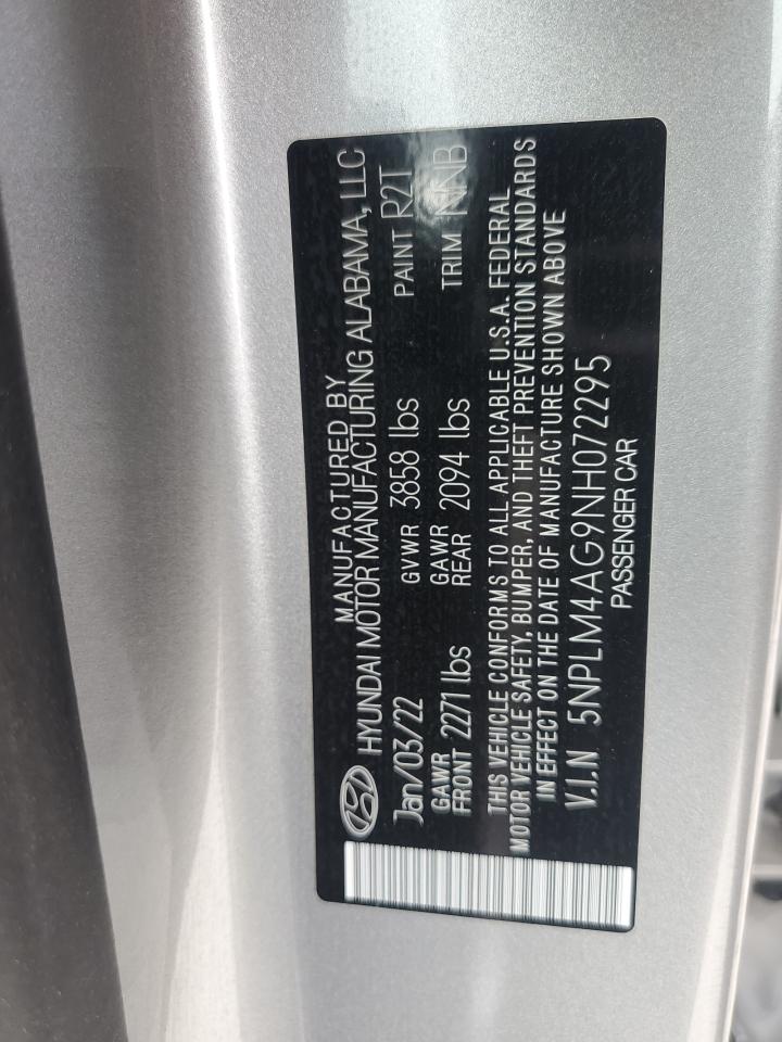 2022 Hyundai Elantra Sel VIN: 5NPLM4AG9NH072295 Lot: 64953525