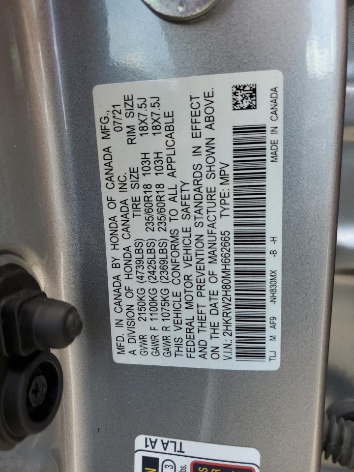 2021 Honda Cr-V Exl VIN: 2HKRW2H80MH662665 Lot: 64202045