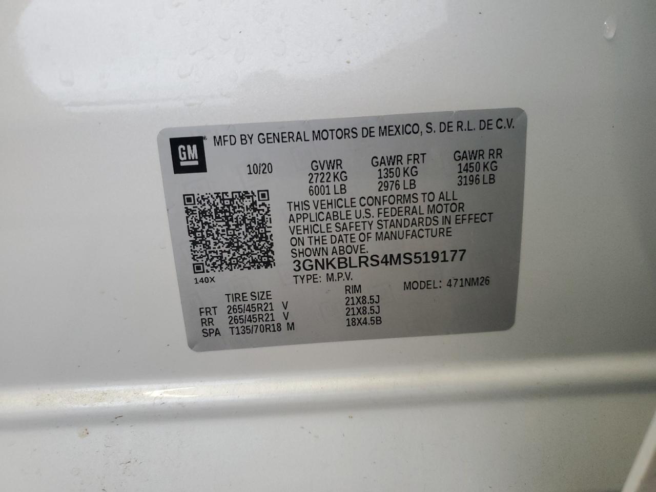 2021 Chevrolet Blazer Premier VIN: 3GNKBLRS4MS519177 Lot: 61642865