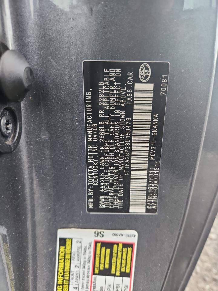 2008 Toyota Camry Solara Se VIN: 4T1FA38P38U153479 Lot: 64585135