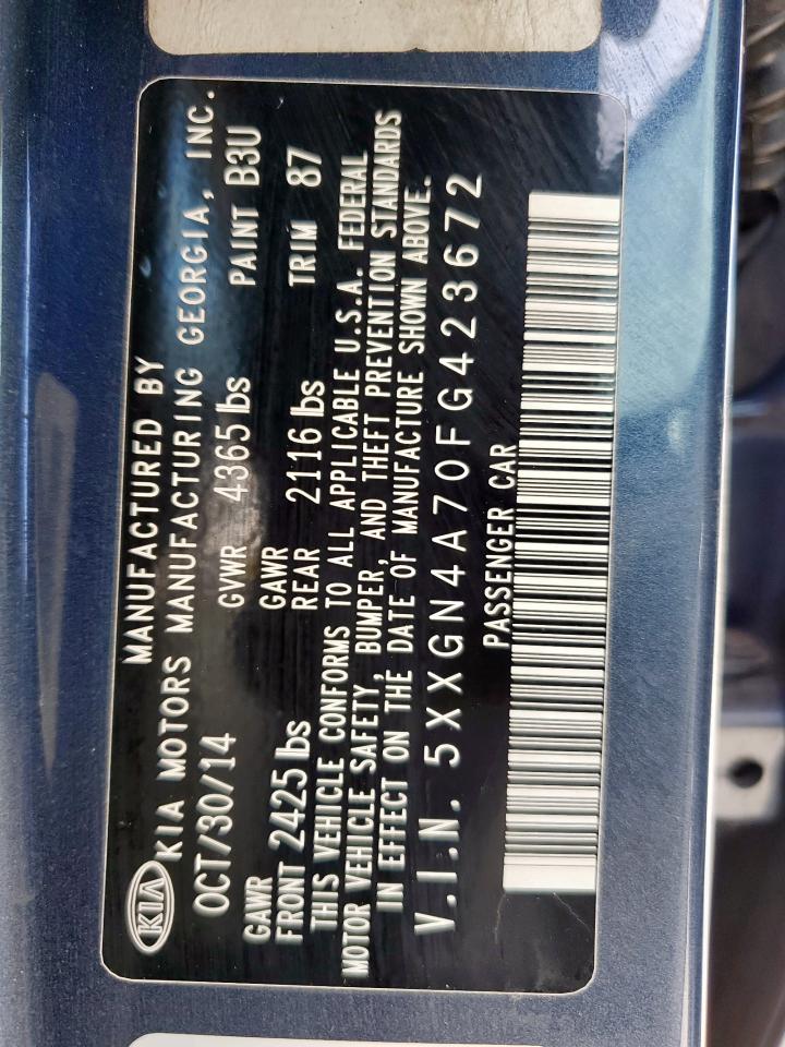 5xxgn4a70fg423672 5XXGN4A70FG423672 2015 Kia Optima Ex
