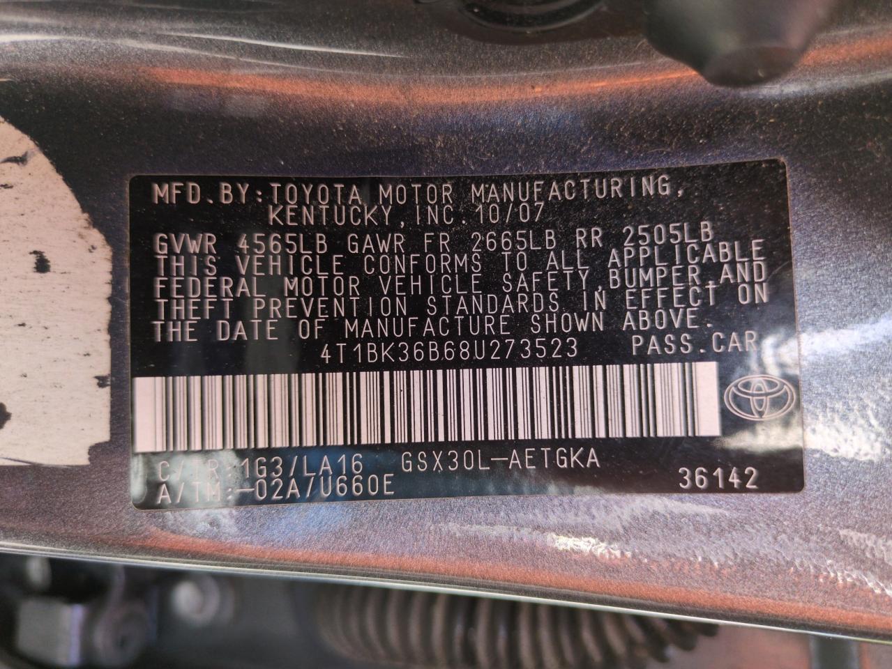 4T1BK36B68U273523 2008 Toyota Avalon Xl