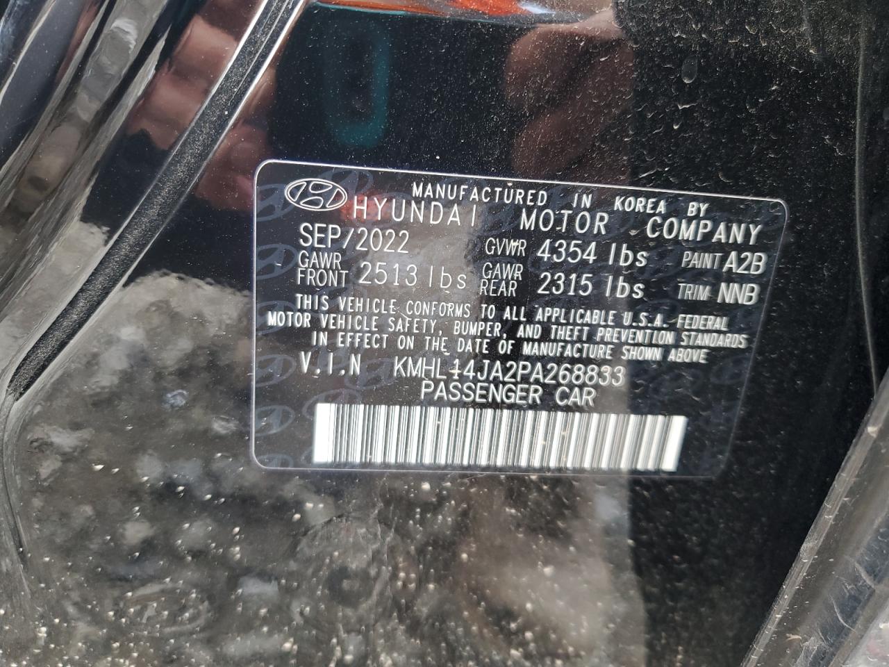 2023 Hyundai Sonata Sel VIN: KMHL14JA2PA268833 Lot: 63763625
