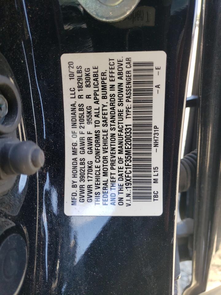 2021 Honda Civic Ex VIN: 19XFC1F35ME200331 Lot: 66047565