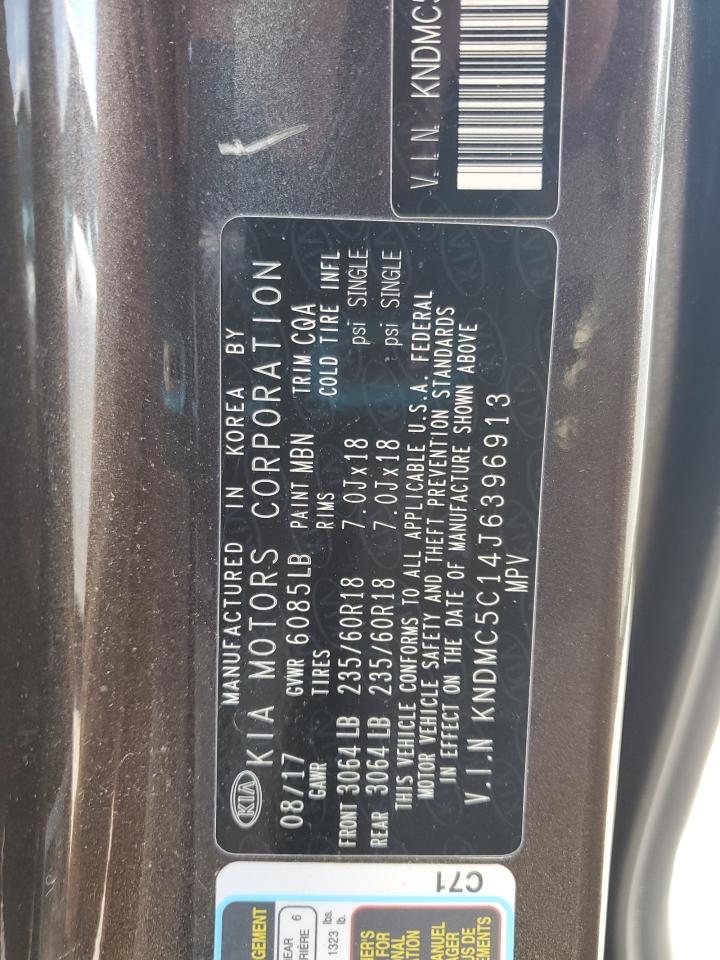 2018 Kia Sedona Ex VIN: KNDMC5C14J6396913 Lot: 63844905