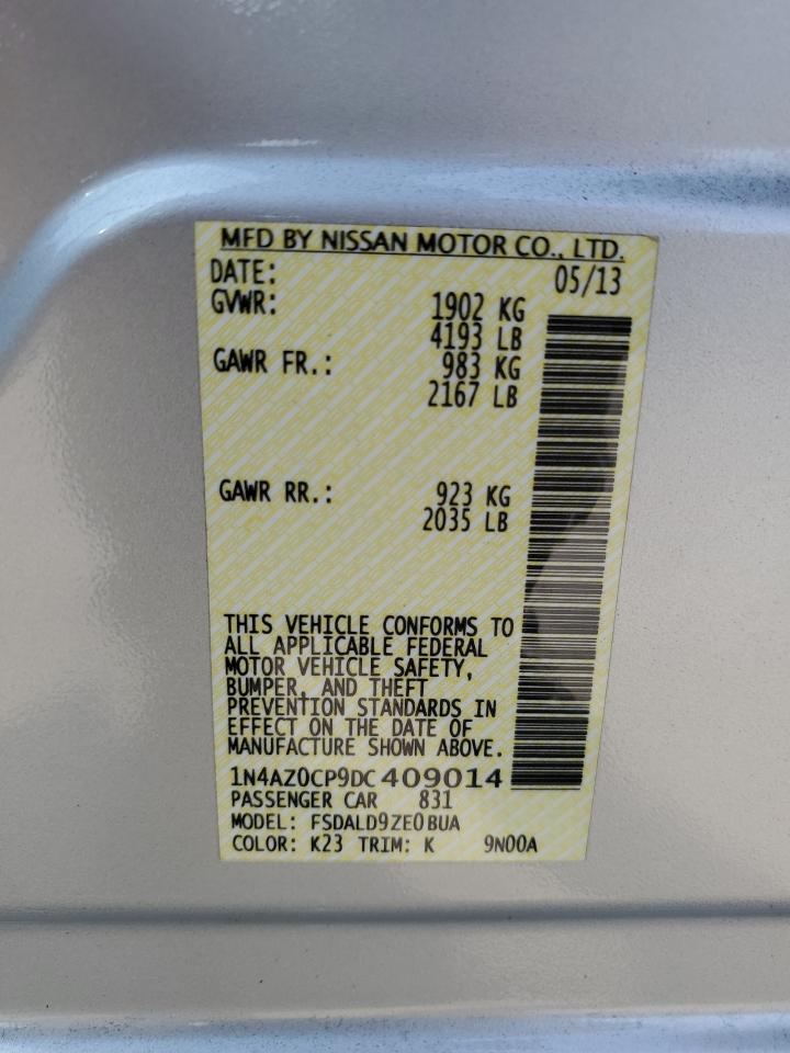 2013 Nissan Leaf S VIN: 1N4AZ0CP9DC409014 Lot: 64129135