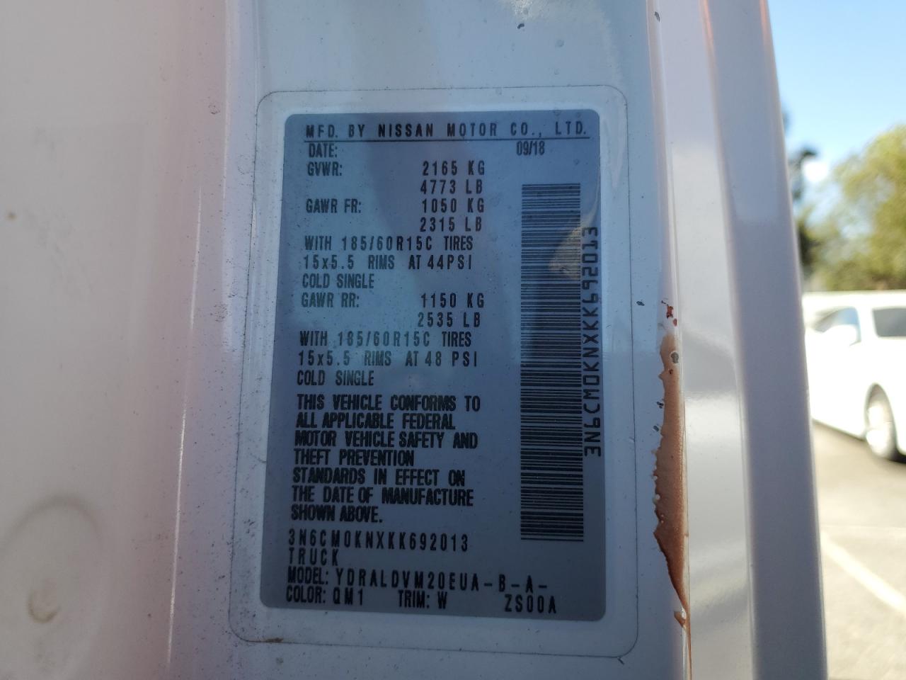 2019 Nissan Nv200 2.5S VIN: 3N6CM0KNXKK692013 Lot: 63784815