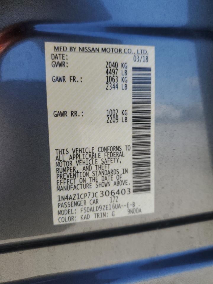 2018 Nissan Leaf S VIN: 1N4AZ1CP7JC306403 Lot: 65481895