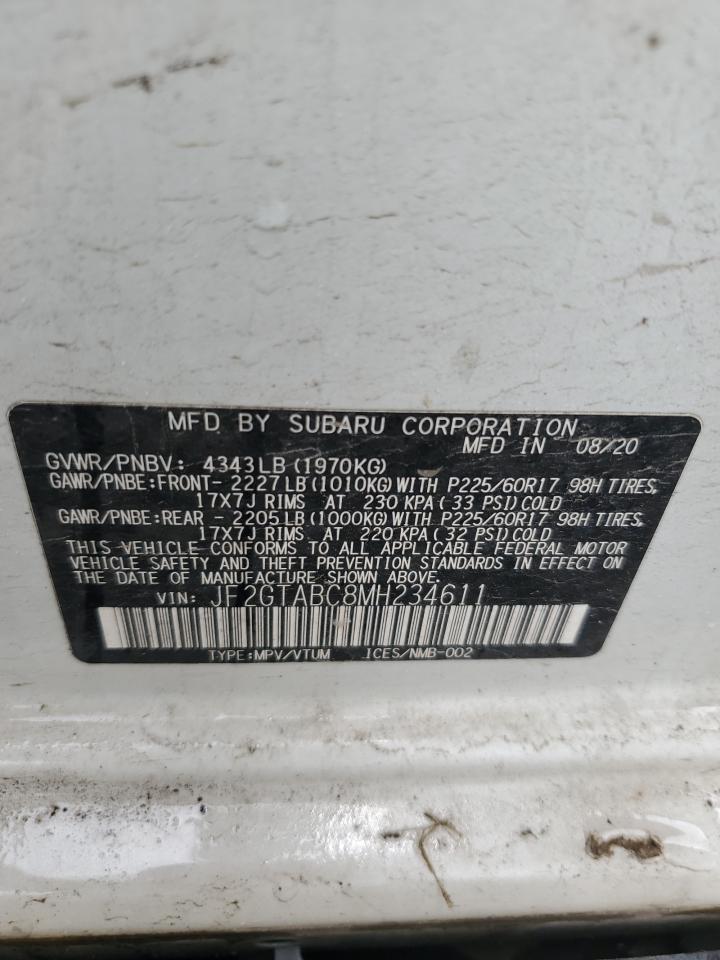 2021 Subaru Crosstrek VIN: JF2GTABC8MH234611 Lot: 63690855