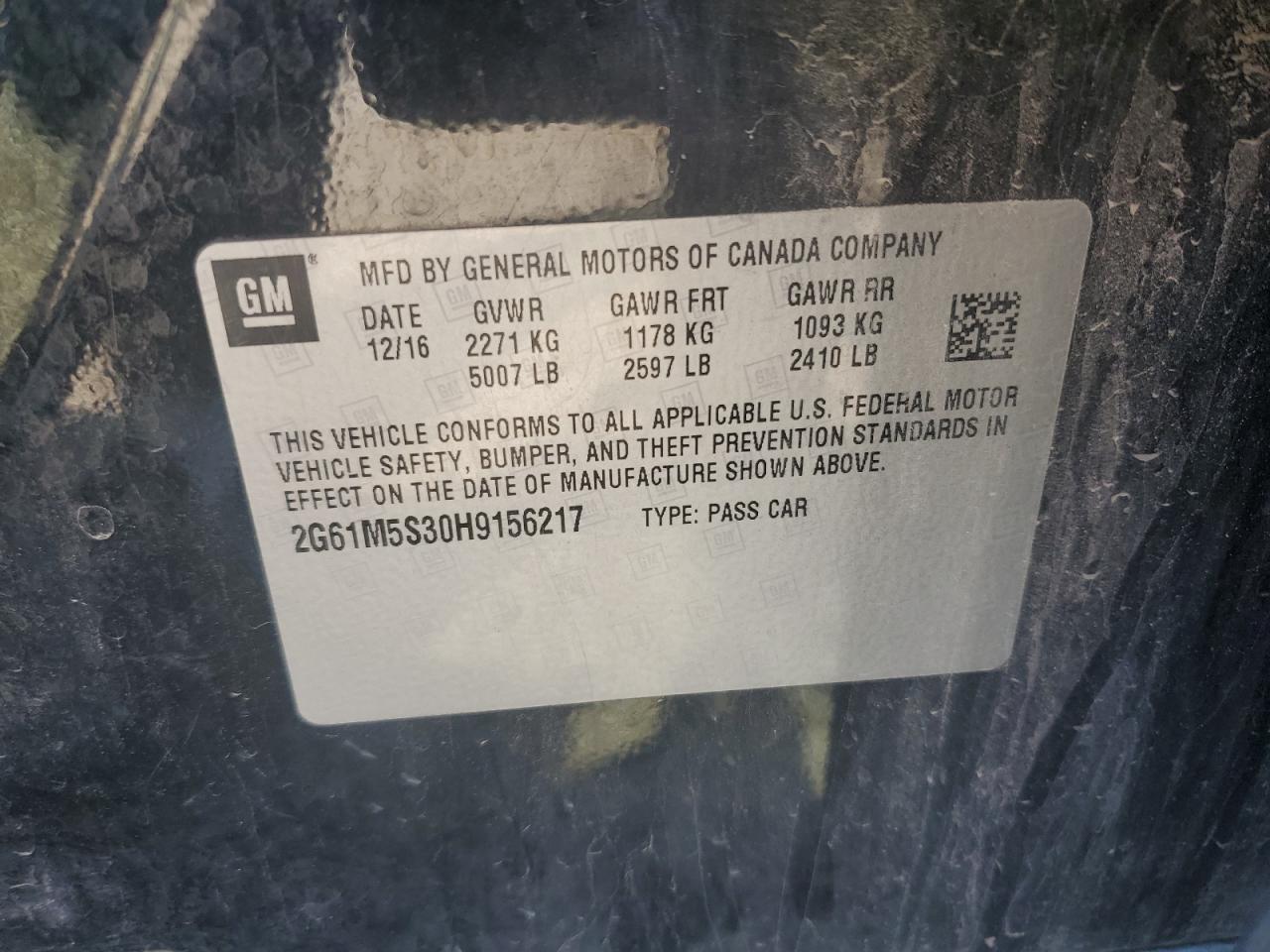 2017 Cadillac Xts Luxury VIN: 2G61M5S30H9156217 Lot: 63261105