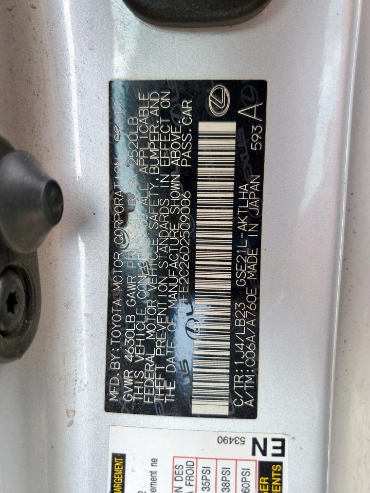 2013 Lexus Is 350 VIN: JTHFE2C26D2509006 Lot: 64208745