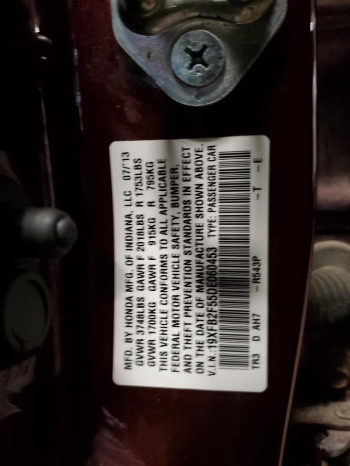 2013 Honda Civic Lx VIN: 19XFB2F55DE060453 Lot: 62894795