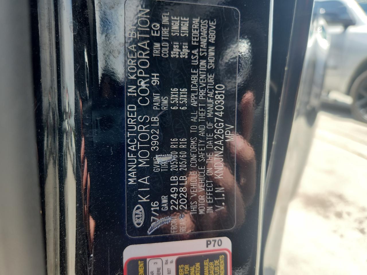 2016 Kia Soul VIN: KNDJN2A26G7403810 Lot: 64431965