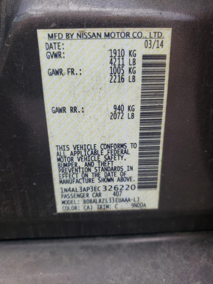 1n4al3ap3ec326220 1N4AL3AP3EC326220 2014 Nissan Altima 2.5
