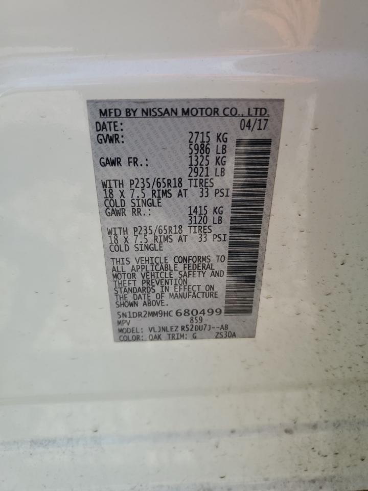 2017 Nissan Pathfinder S VIN: 5N1DR2MM9HC680499 Lot: 67231175