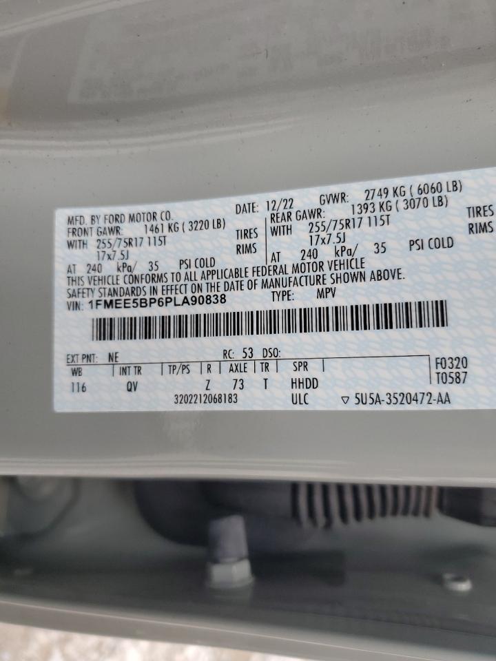 2023 Ford Bronco Base VIN: 1FMEE5BP6PLA90838 Lot: 65055225