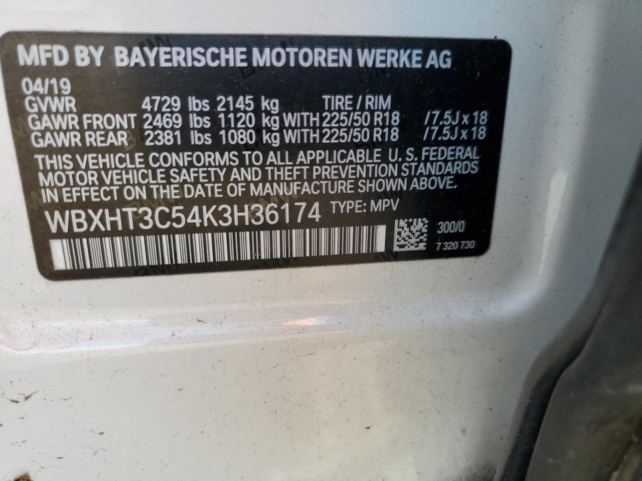 2019 BMW X1 xDrive28I VIN: WBXHT3C54K3H36174 Lot: 63623805
