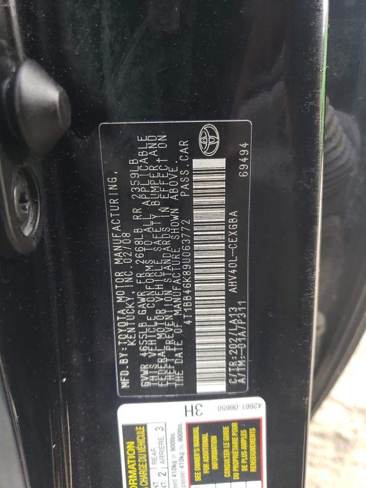 2009 Toyota Camry Hybrid VIN: 4T1BB46K89U063772 Lot: 63799495